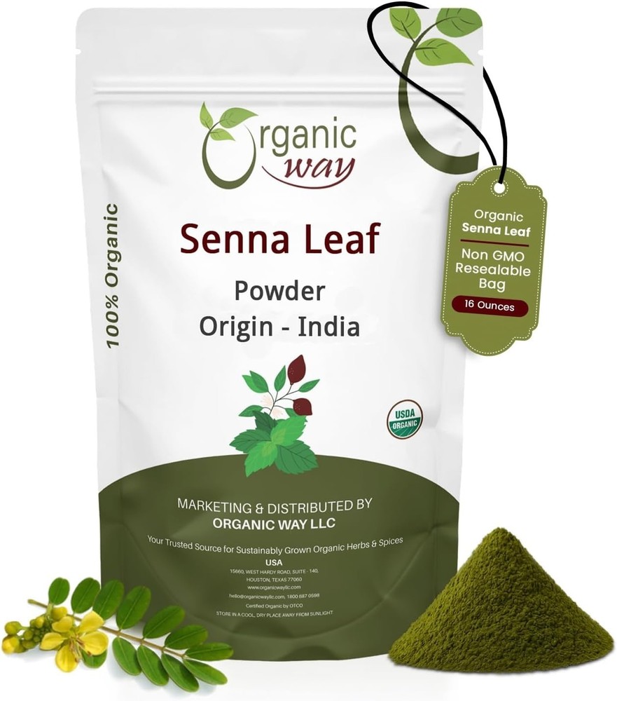 Organic Way Senna Leaf Powder - Organic, Kosher & USDA Certified