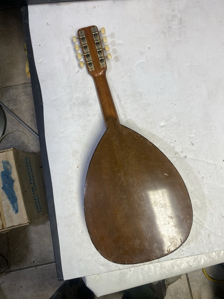 Vintage Mandolin Unbranded Unknown Missing String As Is No Crack Solid