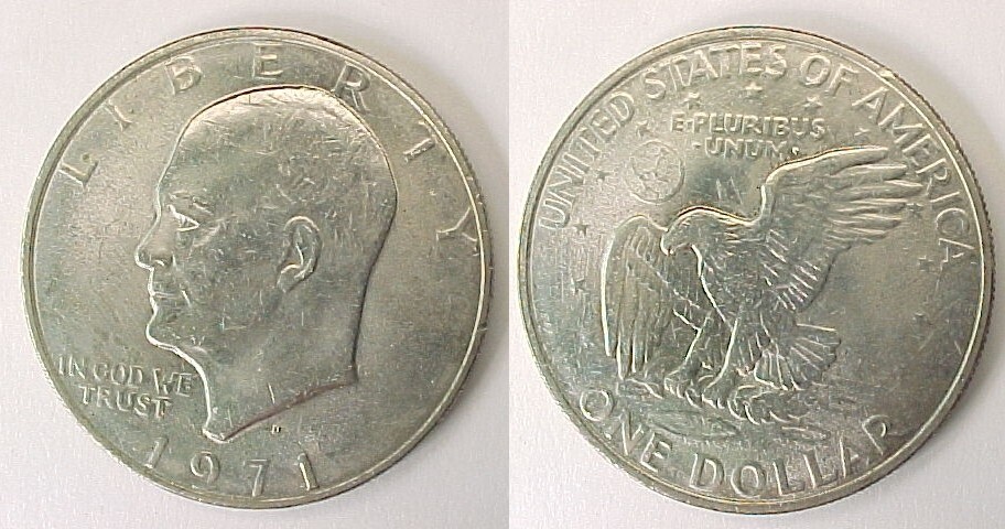 1971 D Eisenhower Dollar Almost Uncirculated - Brilliant Uncirculated