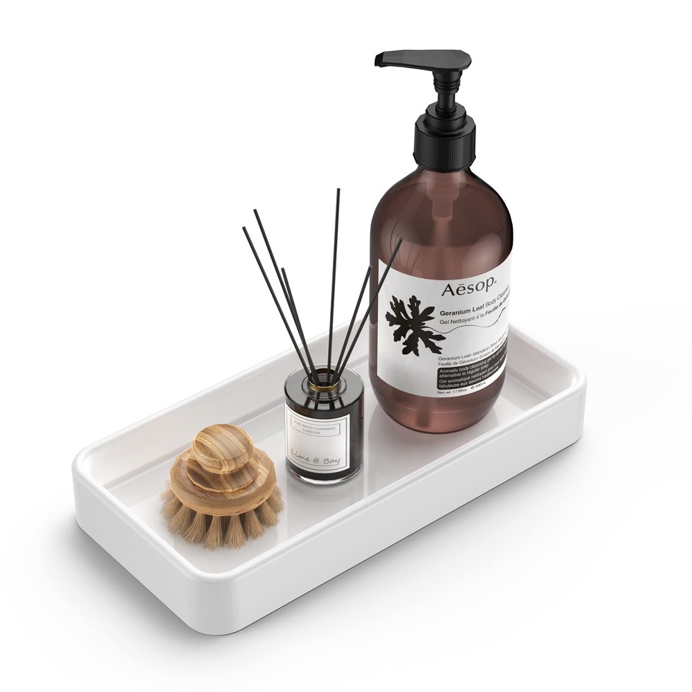 Gurygo 8" - Small Rectangular Vanity Tray for Bathroom - Ceramic Kitchen Soap...