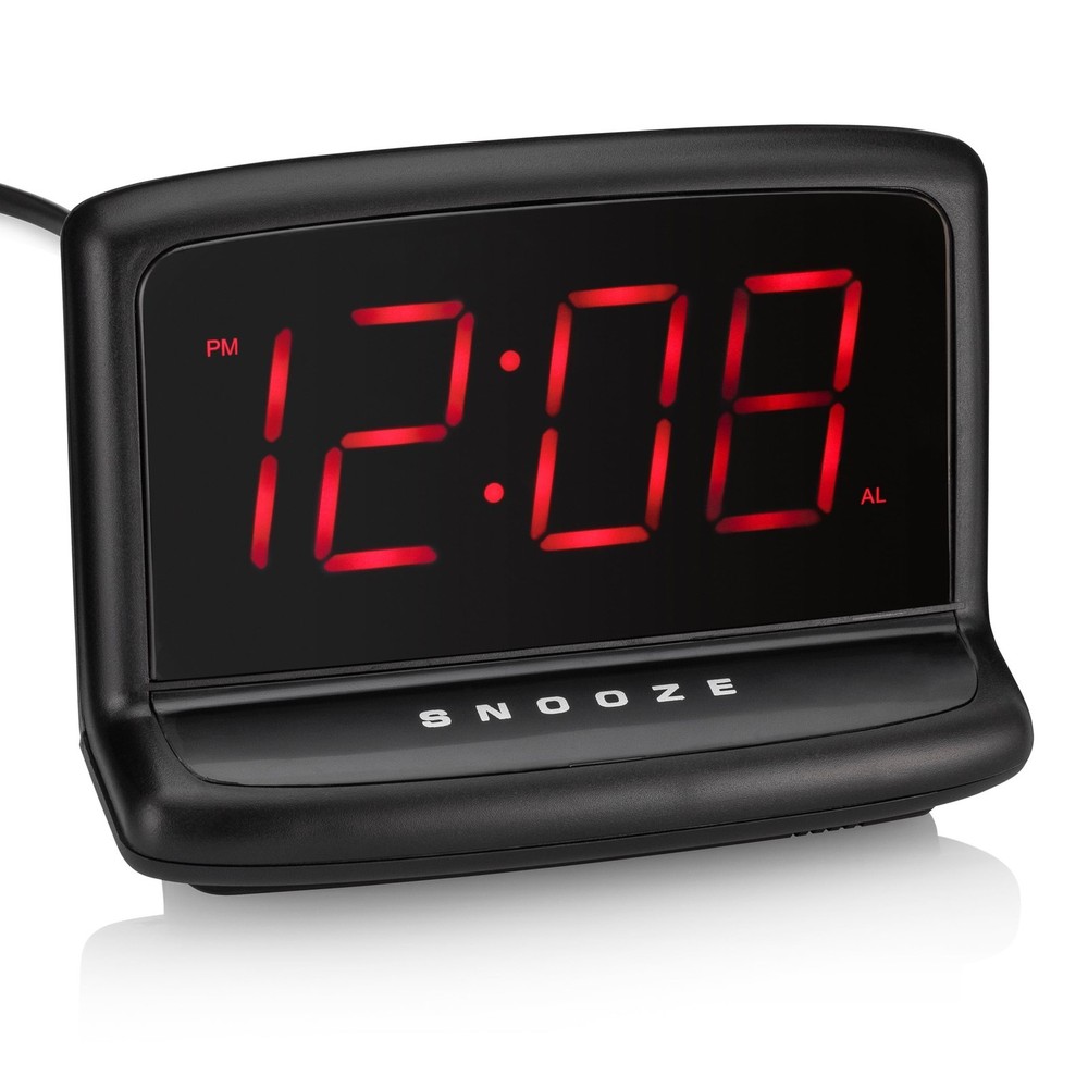 Black Electric Digital Deep Sleep Alarm Clock W/ 1.4” LED Display Model#
