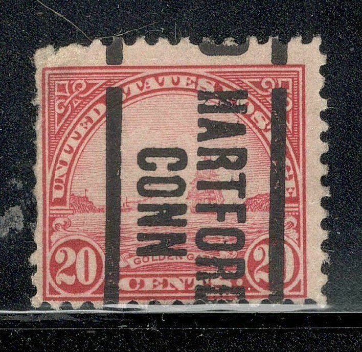 Sc # 698 ~ 20 cent Golden Gate Issue, Precancel, HARTFORD CONN Down