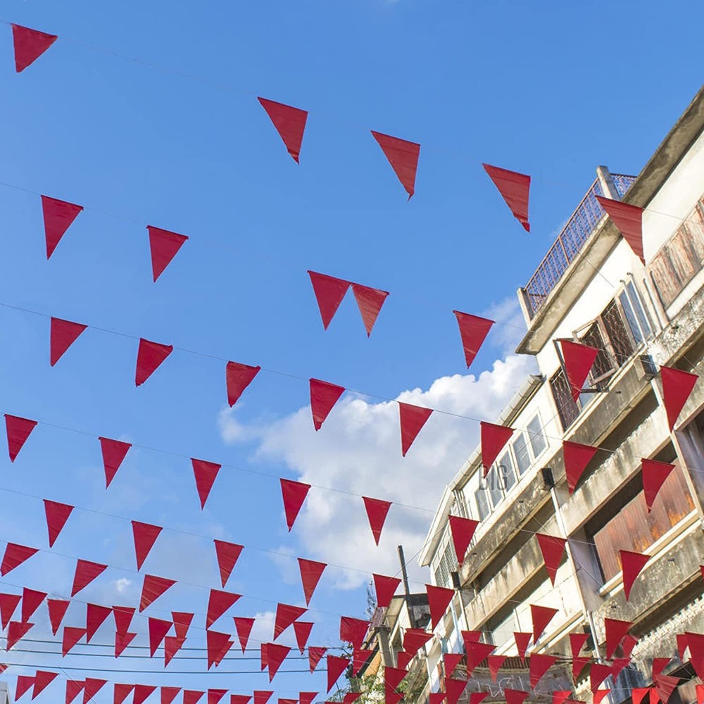 36 Feet Solid Red Pennant Banner - 30Pcs Red Bunting Flags String Decorations