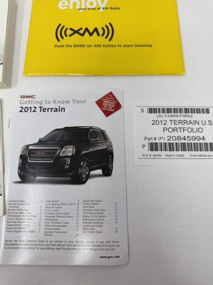 2012 GMC Terrain Owners Manual OEM Complete Set