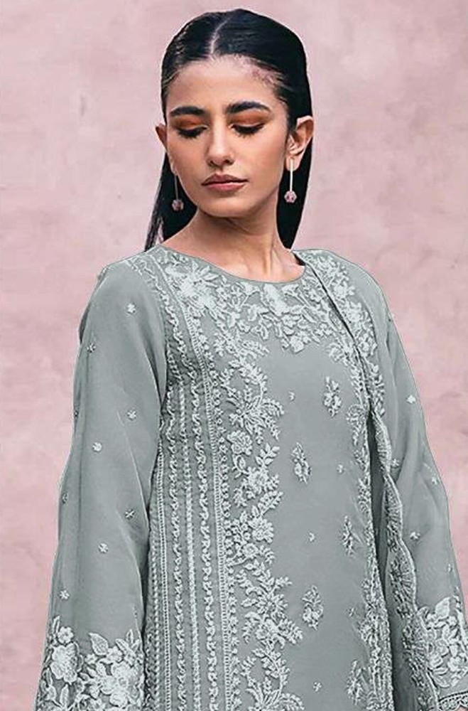 Light Grey Beautiful Pakistani Suit Material