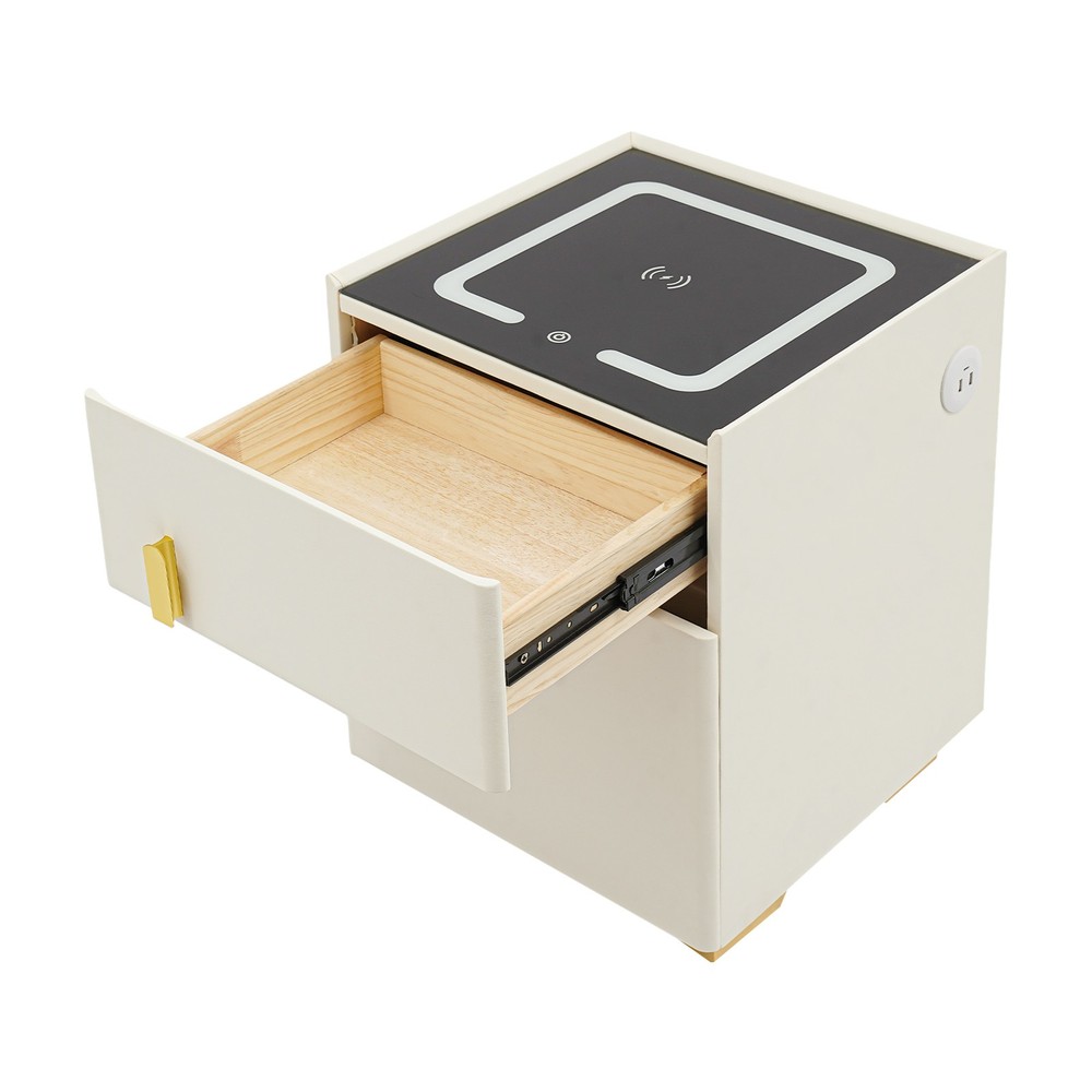 Led Nightstand with Wireless Charging and Secure Safe Box Storage