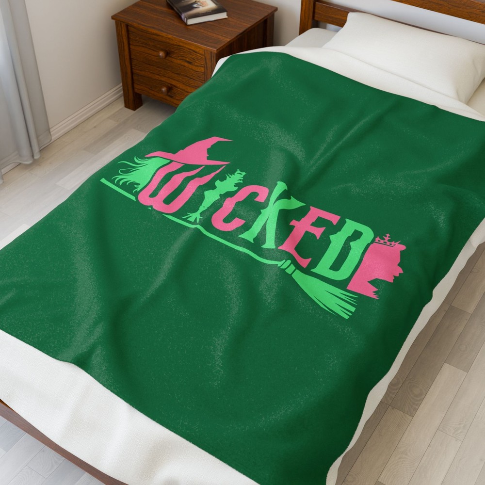 WICKED  Plush Blanket green pink