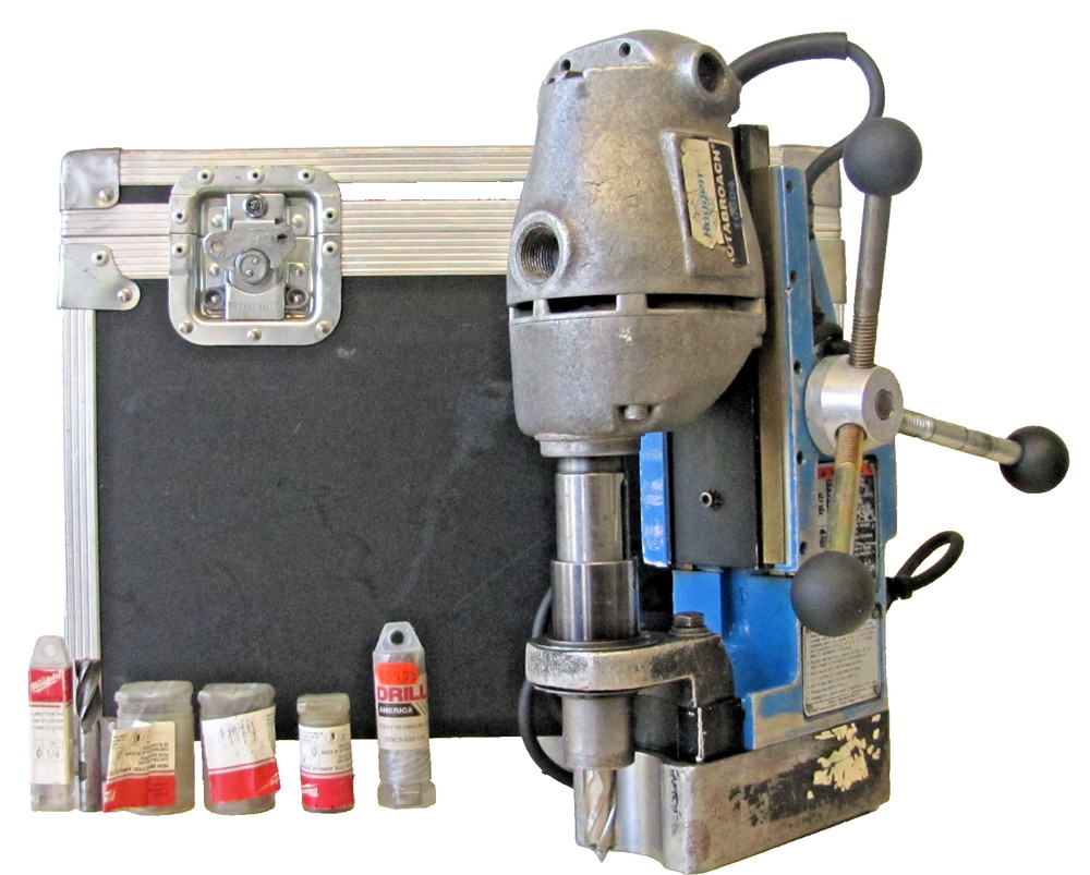 Hougen Rotabroach 10904 Mag Portable Magnetic Drill Press With Extra Bits 115V