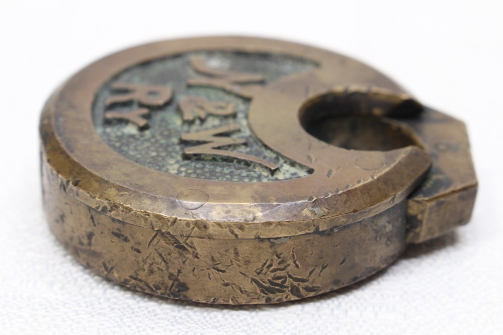 ORIGINAL SOLID BRASS PANCAKE LOCK PADLOCK NO KEY