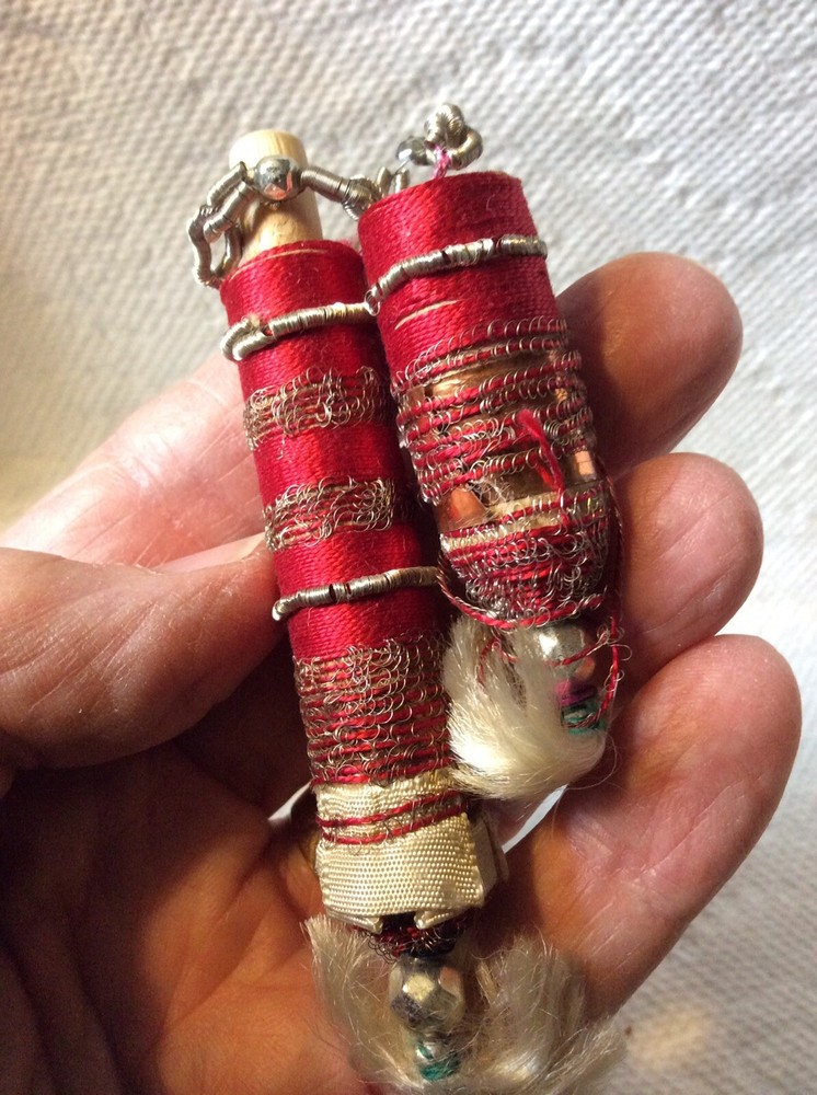 ANTIQUE SEWING-VICTORIAN SILVERED WIRE AND THREAD NEEDLE CASE