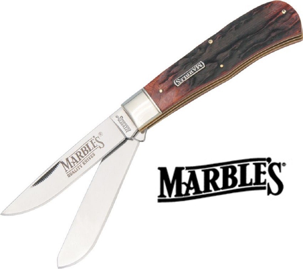 Marbles Jumbo Trapper Folding Pocket Knife - Bone Handles - Padded Case
