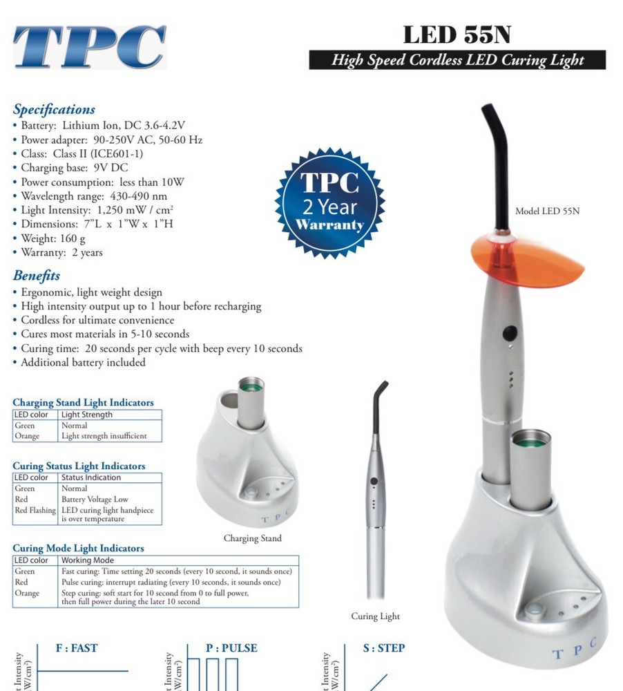 Cordless LED Curing Light LED-55N TPC Advanced Dental