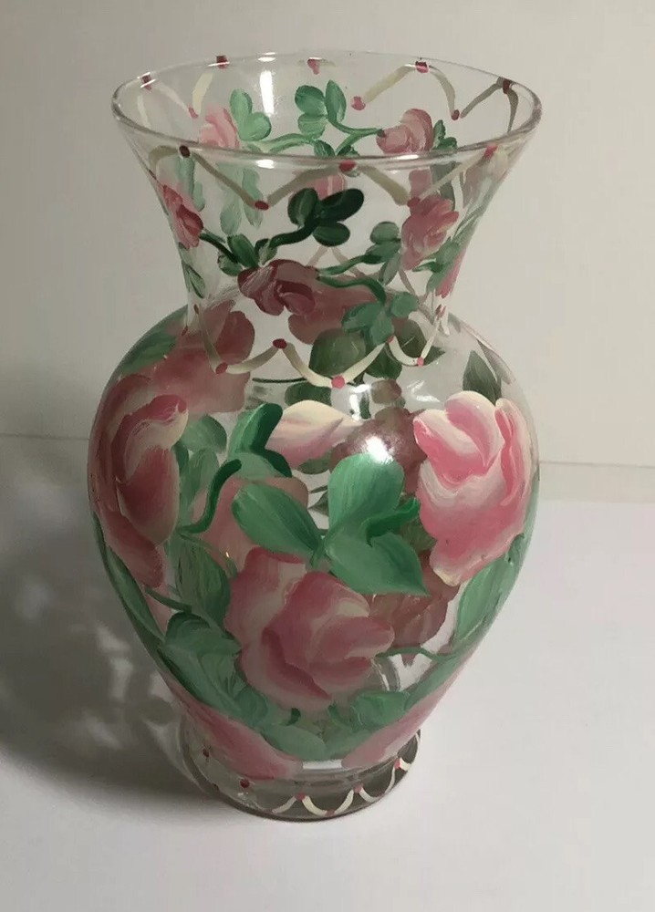 Beautifully hand painted glass vase