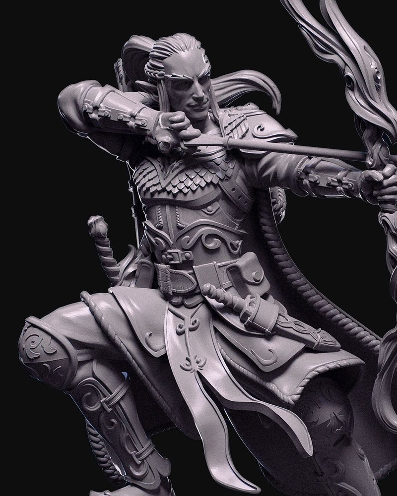 DnD Elduin Elven Archer Mini 32mm Scale TTRPG