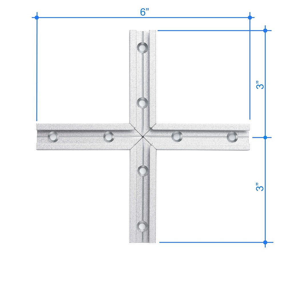 T Track Intersection Kit 3" Double-Cut Profile Predrilled Holes Silver OEM