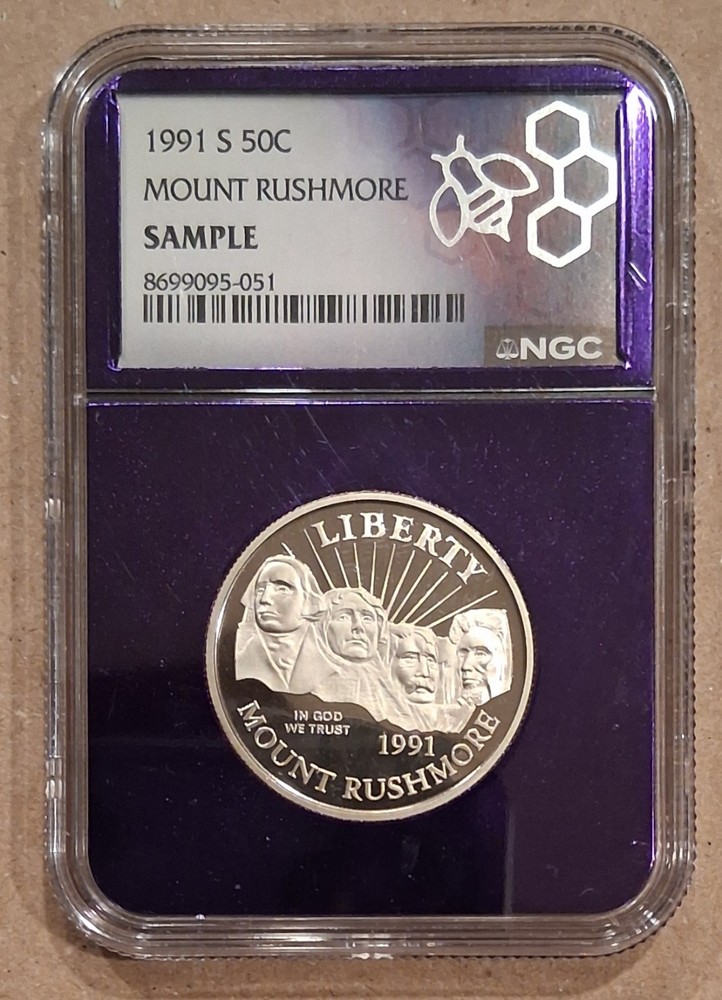 1991 S Mount Rushmore Comemmorative Half Dollar NGC SAMPLE SLAB