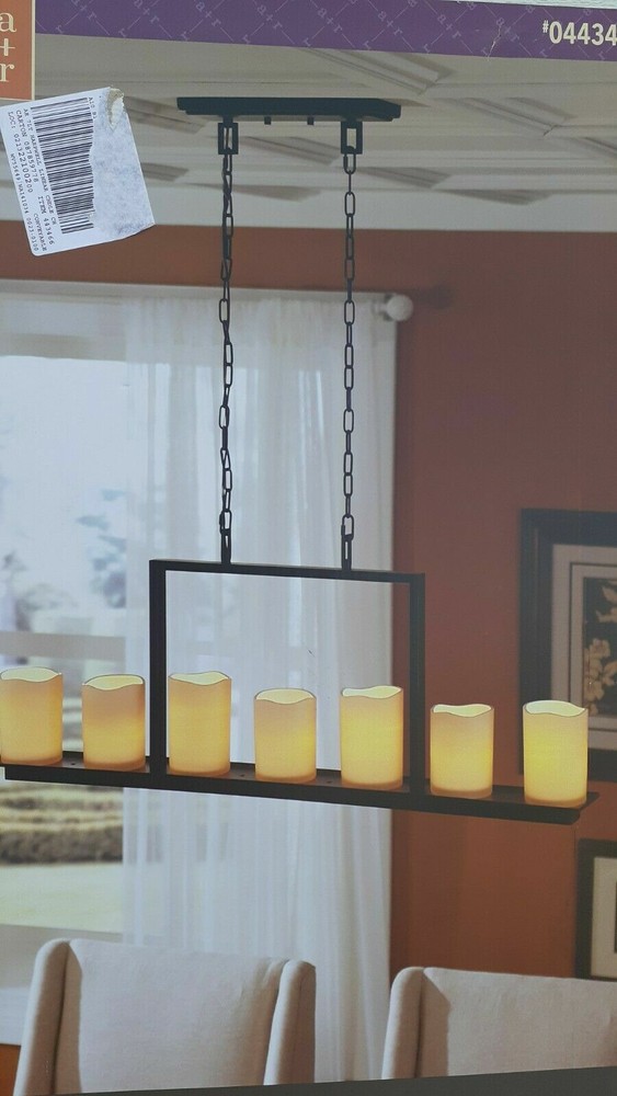 NIB: Classy 38" Bronze-Finish 7-Lite Candle-Design KITCHEN ISLAND LIGHT