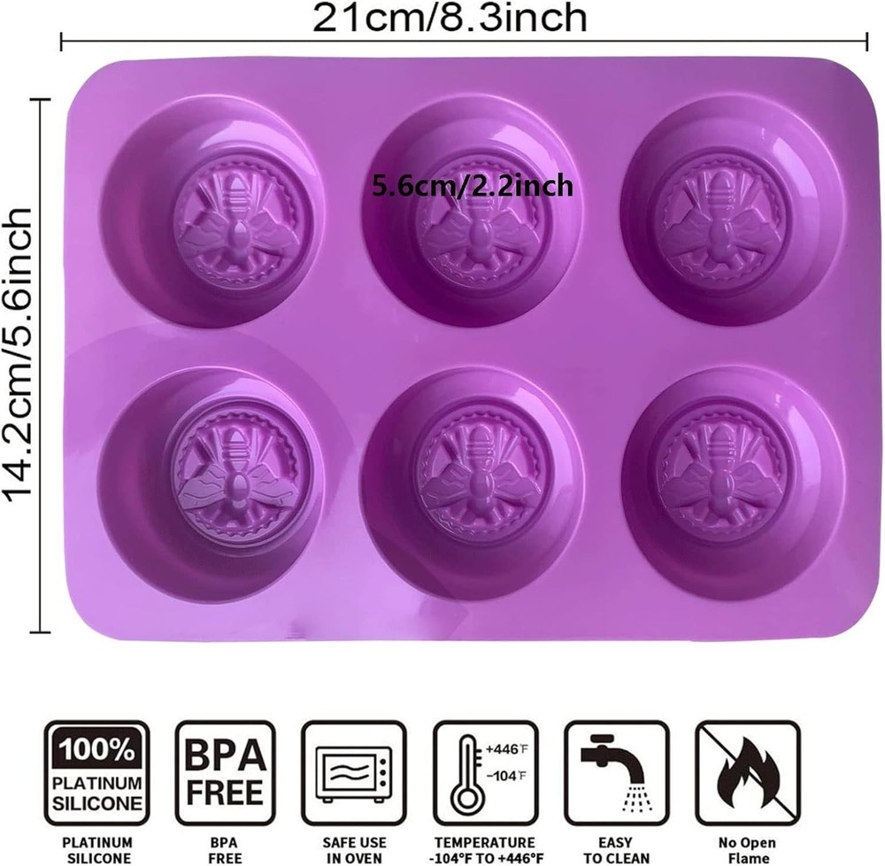 2Pcs Bee Silicone Molds Round Honeybee Silicone Mold for Making