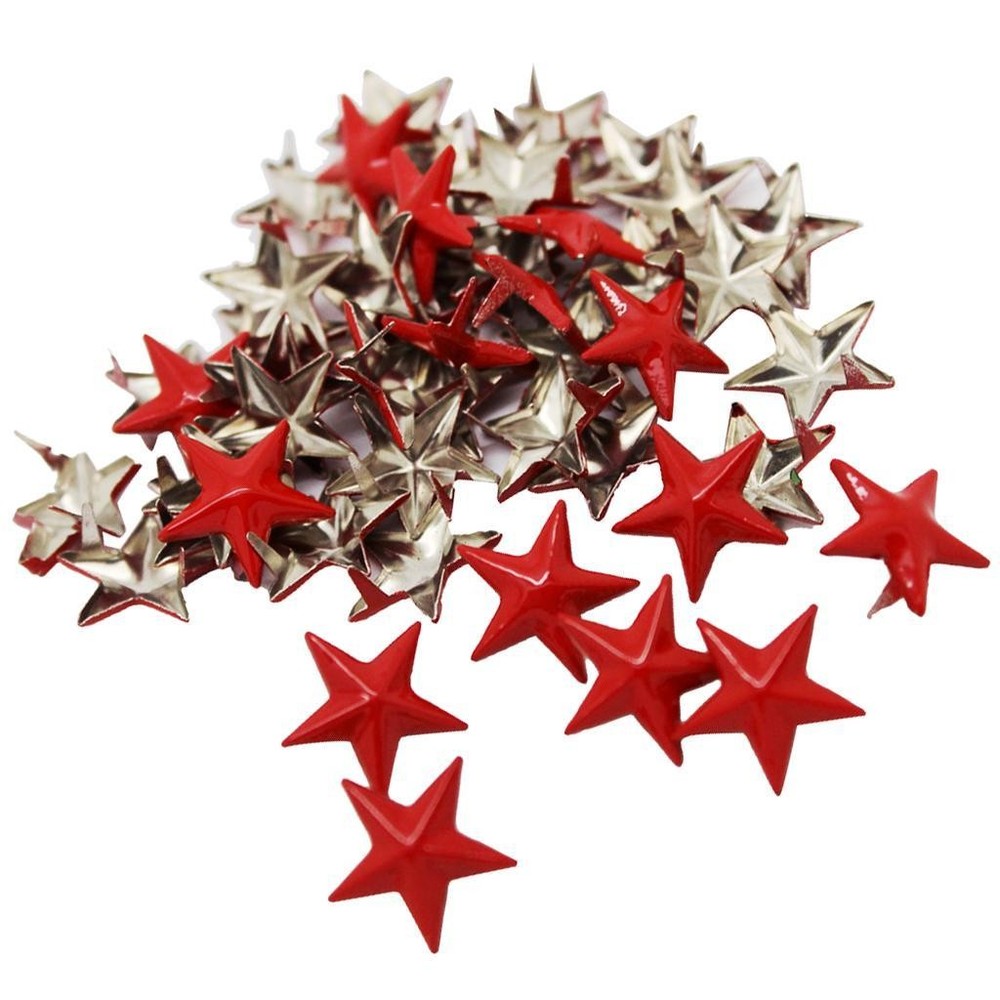 50Pcs Alloy Rivets Red 15mm Star Rivets Claw Studs bag /