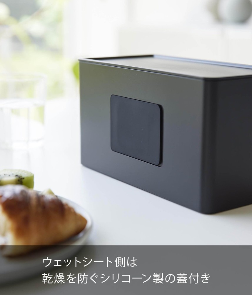 Yamazaki double-sided compact tissue & wet sheet case black tower