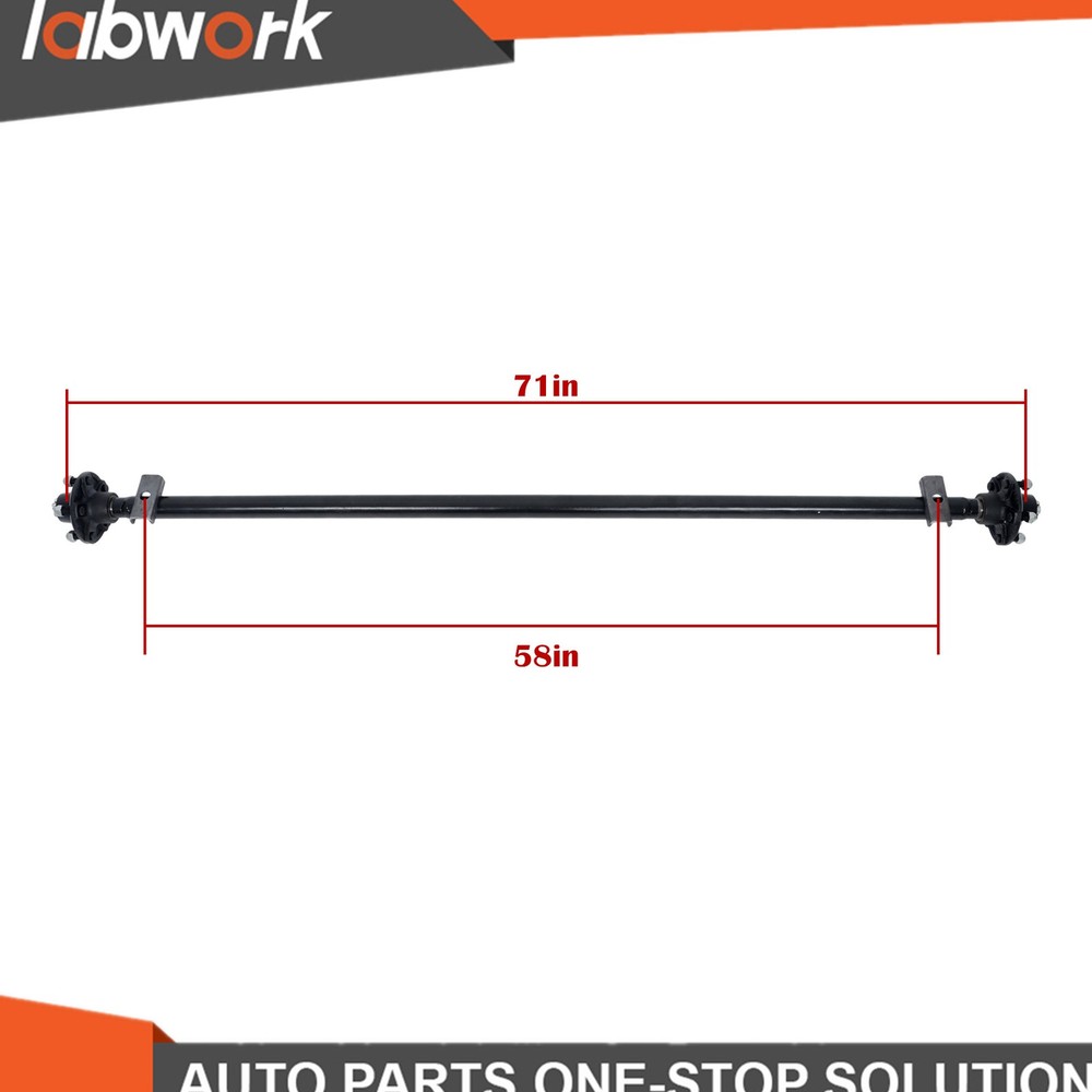 Labwork 2000lbs Trailer Axle 5 lug-4.5' 71' Hub Face 58' Spring Center