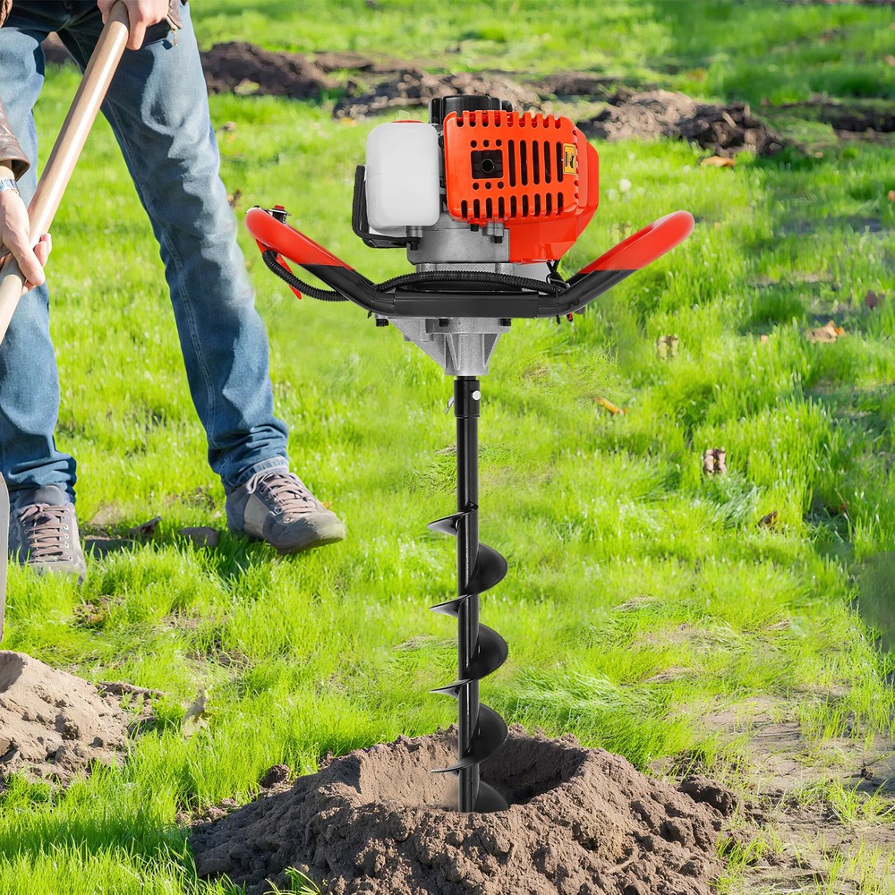 Earth Auger Digging Machine 2-Stroke 52CC Gas Powered Post Hole Digger w/ 3 Bits
