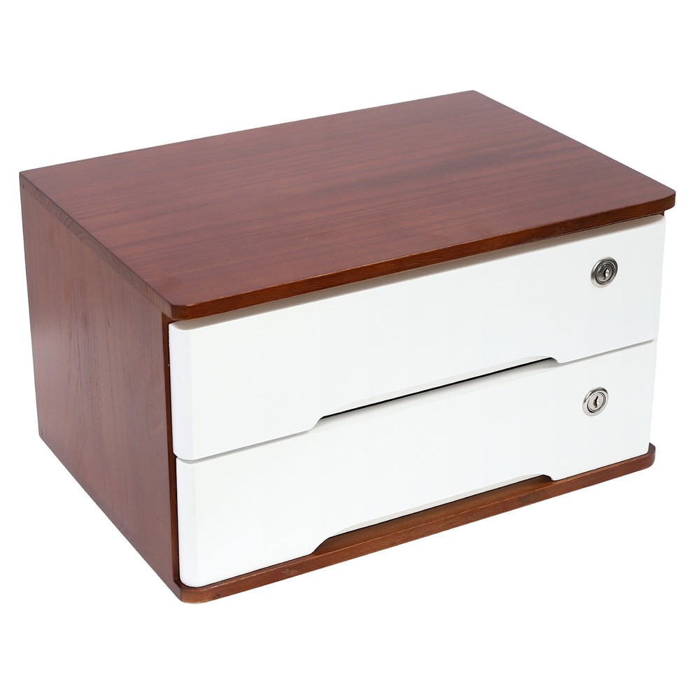 Wooden Desktop Storage Box, Desk Organizer, Desktop Storage Box+Lockable Drawer