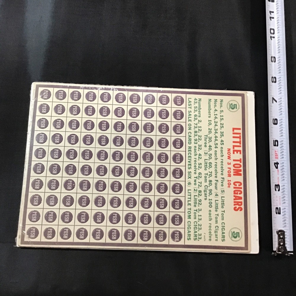 Little Tom Cigars Ad Store Counter Stimulation Win Punch Board Game