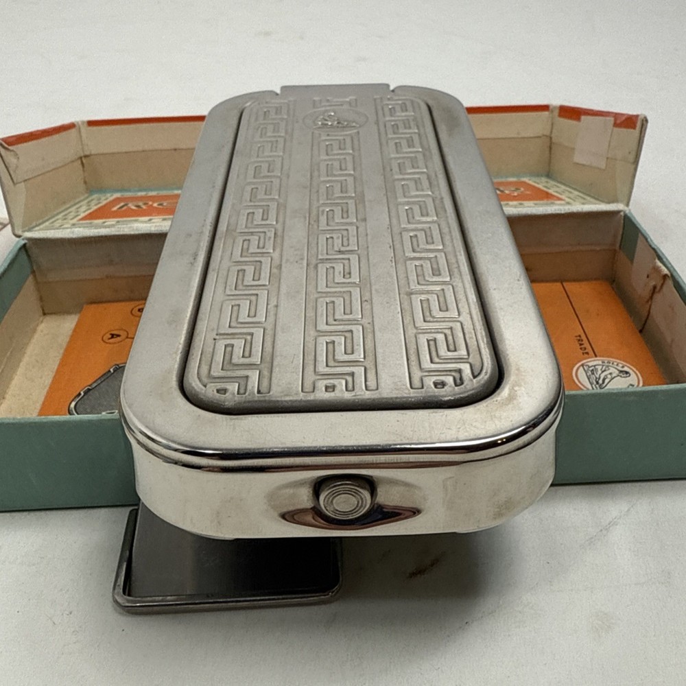Vintage 1920s Rolls Razor-Blade Sharpener Tool-England-Beautiful Silver Case