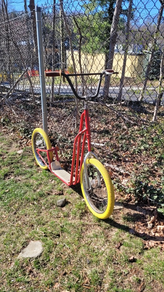 Red Yellow Kick Scooter with Large Wheels
