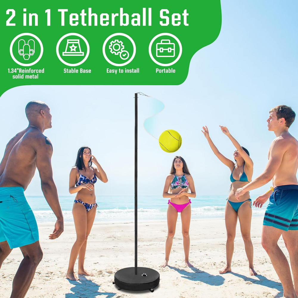 [2025 Upgrade] Tetherball Tennis&Tetherball Set,Heavy Duty Tetherball Equipment