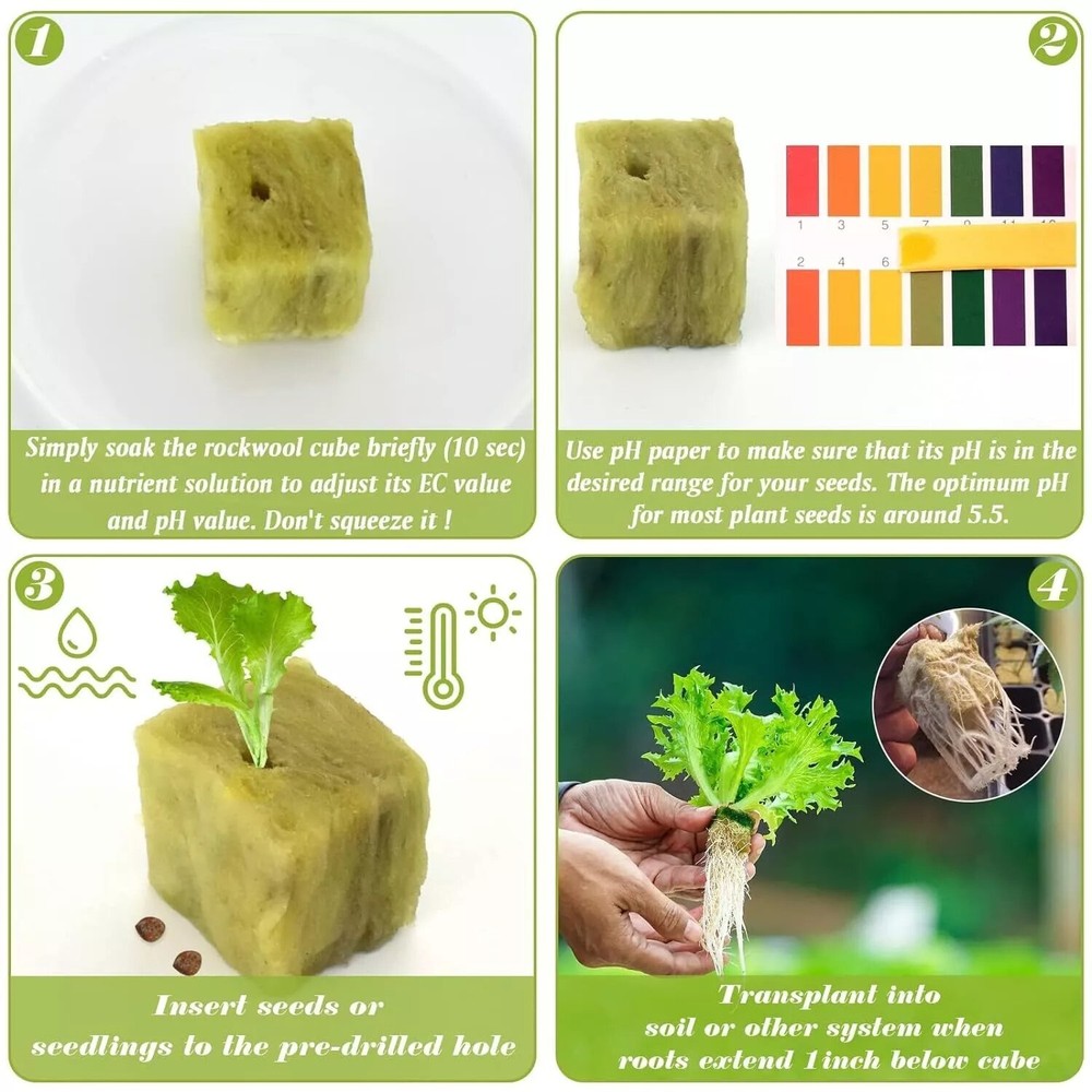 NEW Rockwool Cubes 1"x1" 100pcs Hydroponic Seed Starter for Herbs & Plants