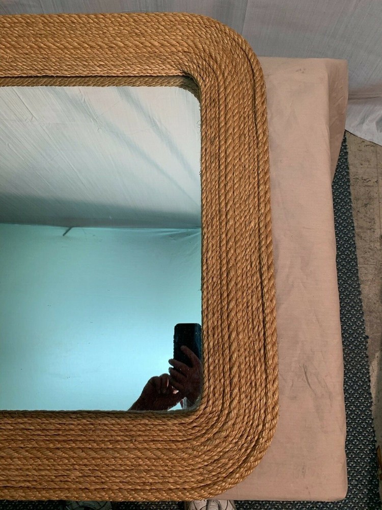 Vintage Large Decorative Rope Frame Wall Mirror Nautical