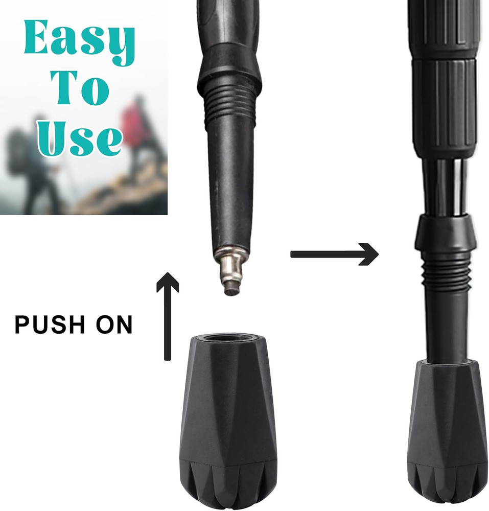 6PCS Walking Stick Tips, Shock Absorption Trekking Pole Tips Replacements, Anti-