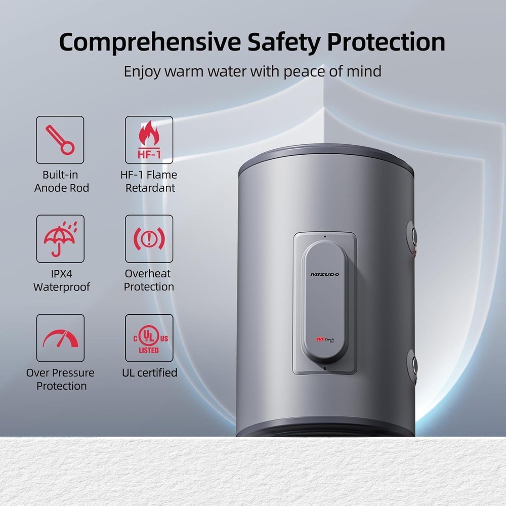 Electric Mini Tank Water Heater 10 Gal for household & RV Compact Storage Tank