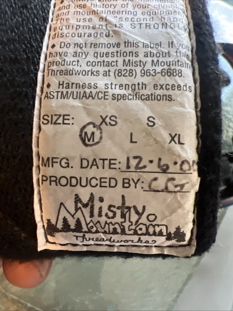 Misty Mountain Climbing Harness Size M