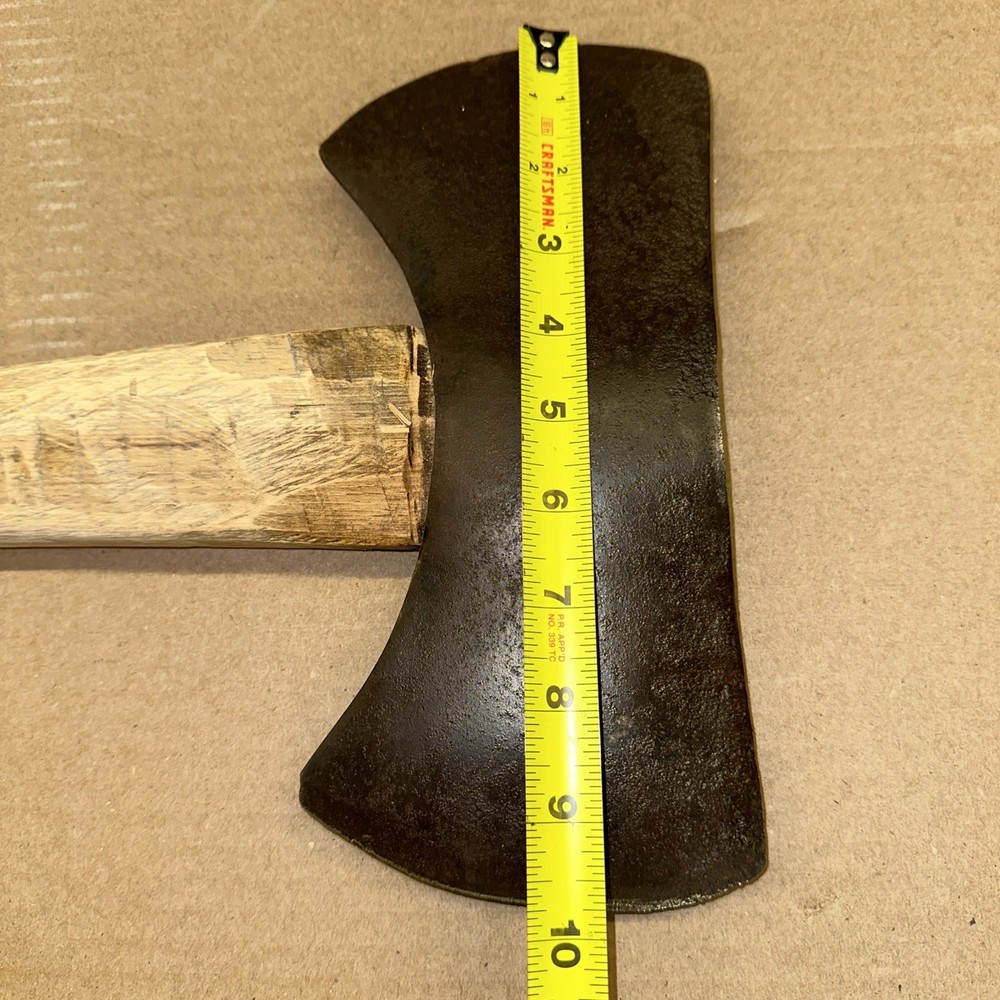 Vintage Double Bit Axe ~ Replacement 34” Handle ~ Head 10”x4-3/4” ~ SHARP!