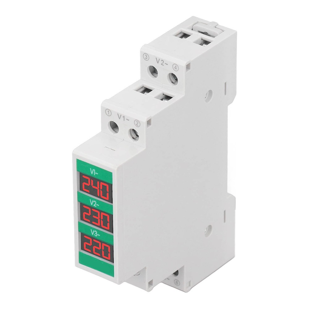♡ 60‑450V 3 Phase AC Voltmeter Din Rail Mount LCD Digital Display Voltage