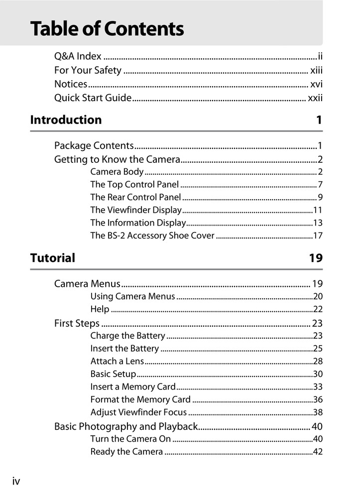 Nikon D4 — User Manual Owners Reference — 1/2 Size, 5.5" x 8.5" Small Compact