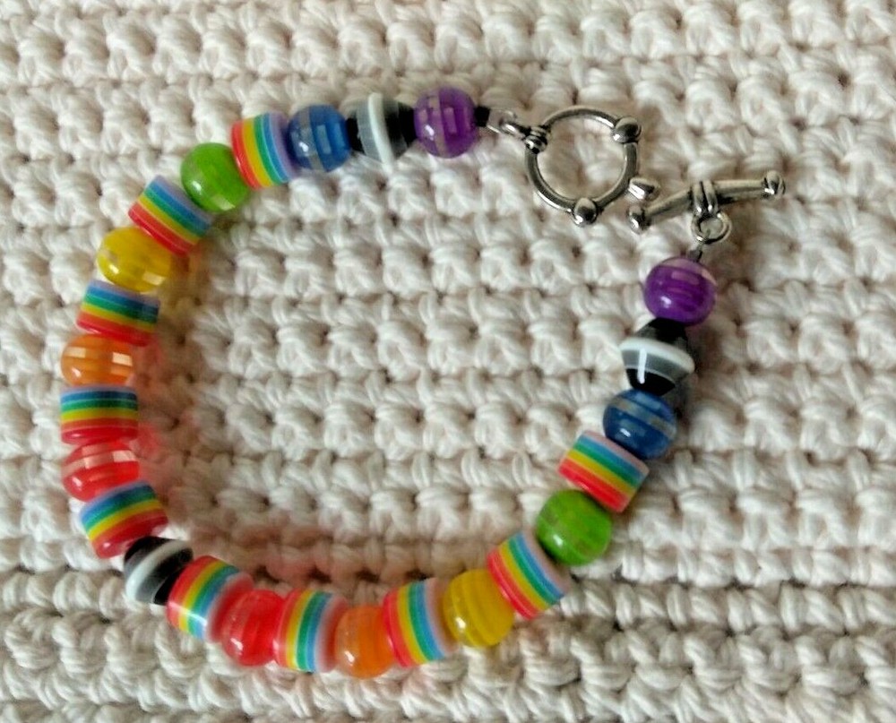 Bracelet / Rainbow Beaded Bracelet