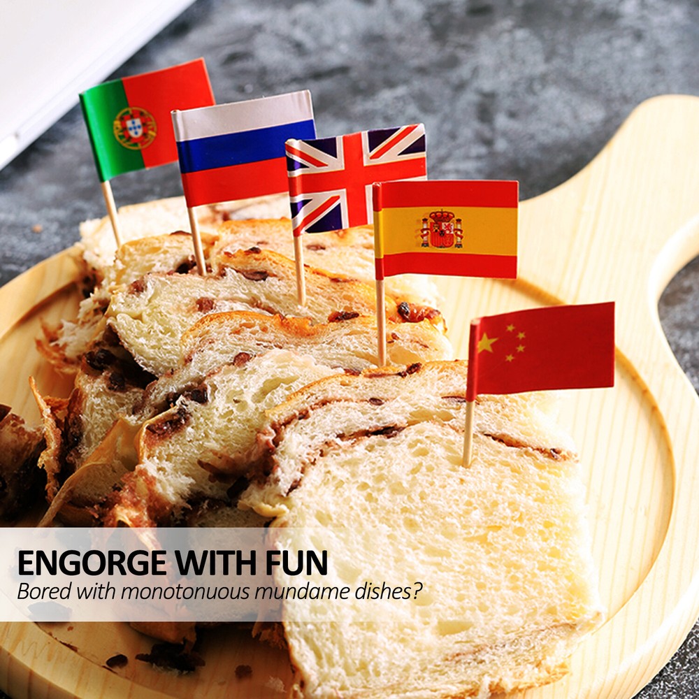 Anley Assorted 100 Different Countries Toothpick Flag Double Sided & Smooth Pick