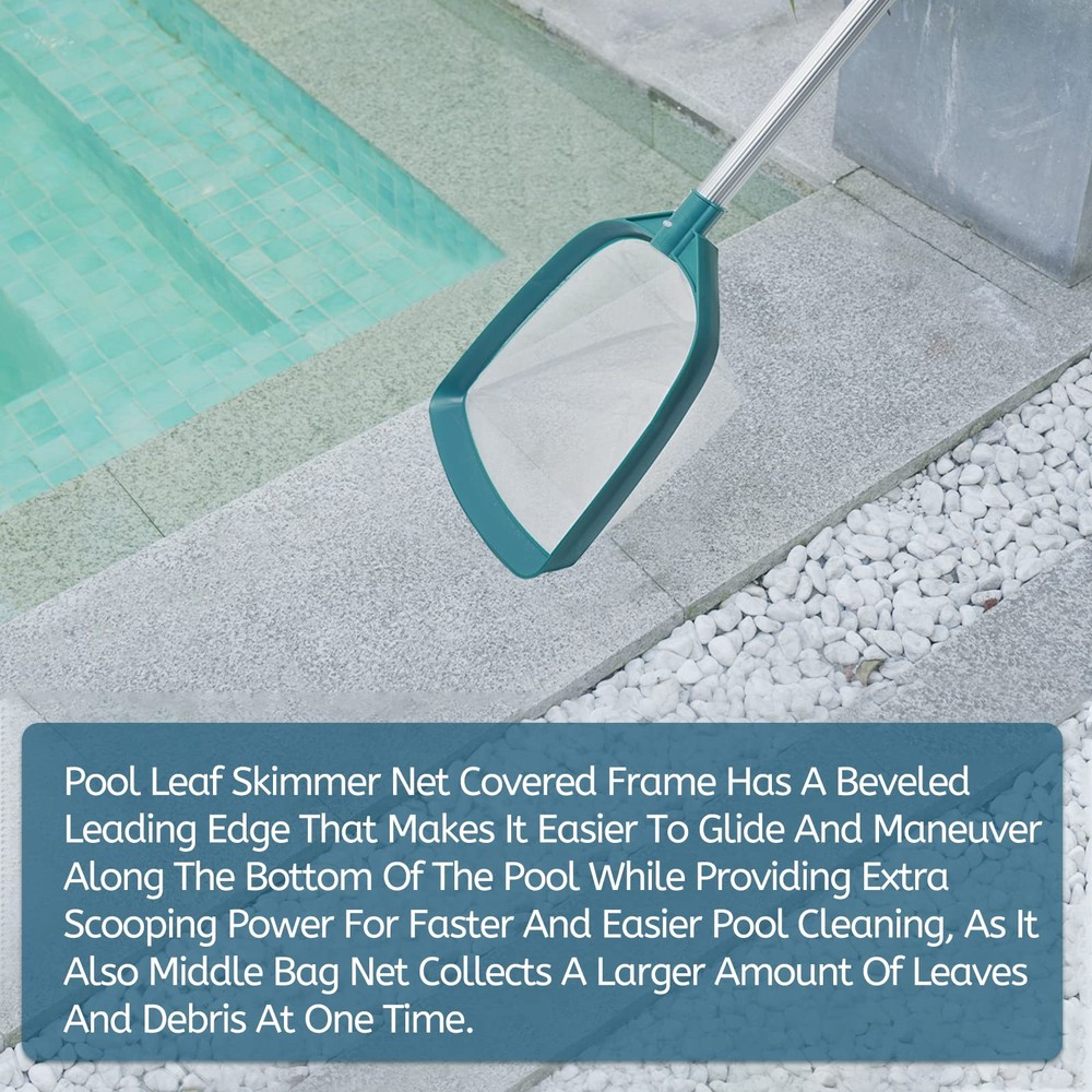 Pool Leaf Net Skimmer Rake with Adjustable Aluminum Pole Mesh