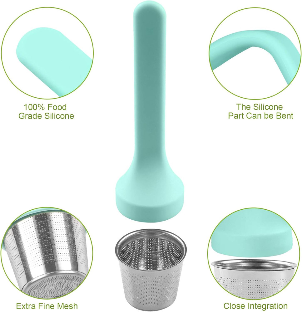 Loose Leaf Tea Infuser Stainless Steel Mesh Tea Strainer Silicone Handle Steeper