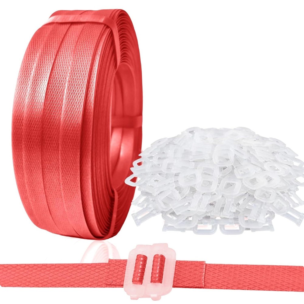 1/2" x 500' Red Polypropylene Strapping Kit with 100 Buckles - Secure Packaging