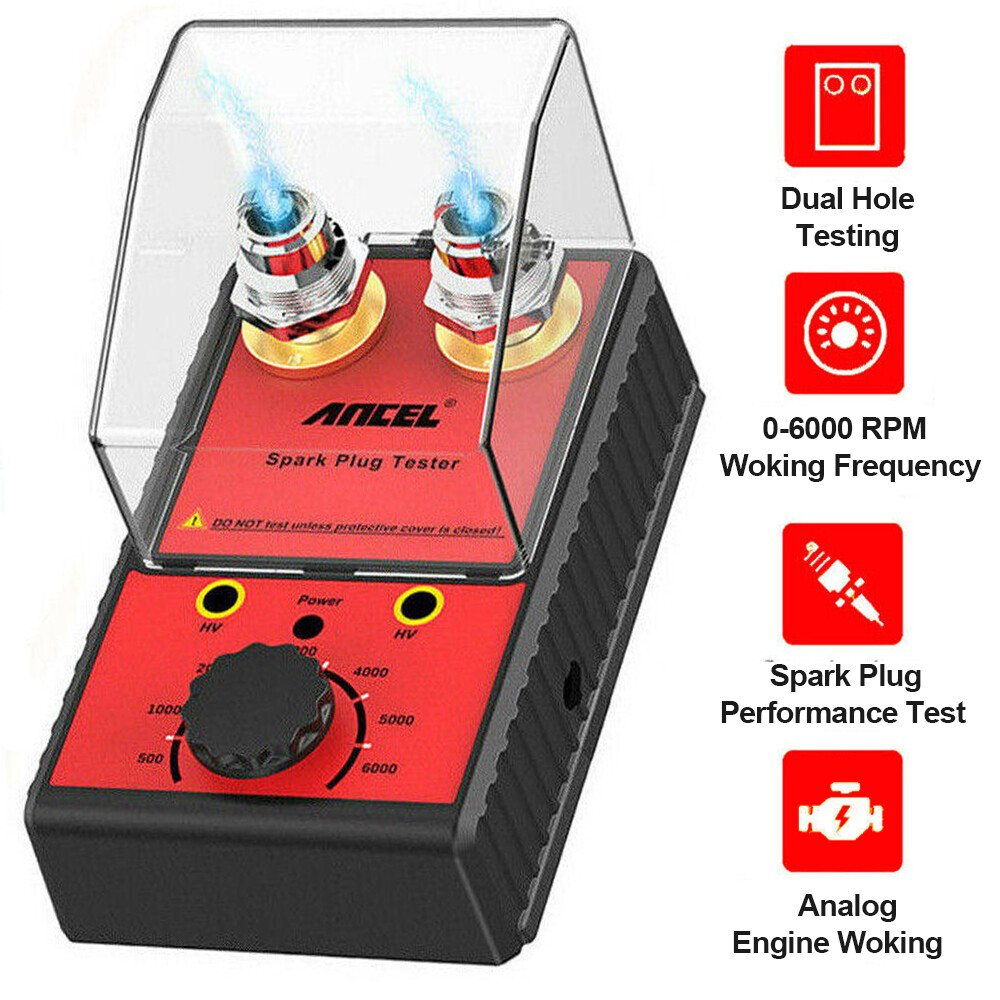 Car 12V Dual Hole Spark Plug Tester Diagnostic Tool Gasoline Ignition Analyzer