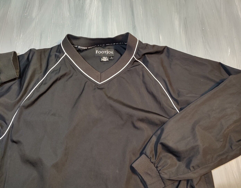 FootJoys Mens Large Black White Polyester Windshirt Packable Jacket NWOT!