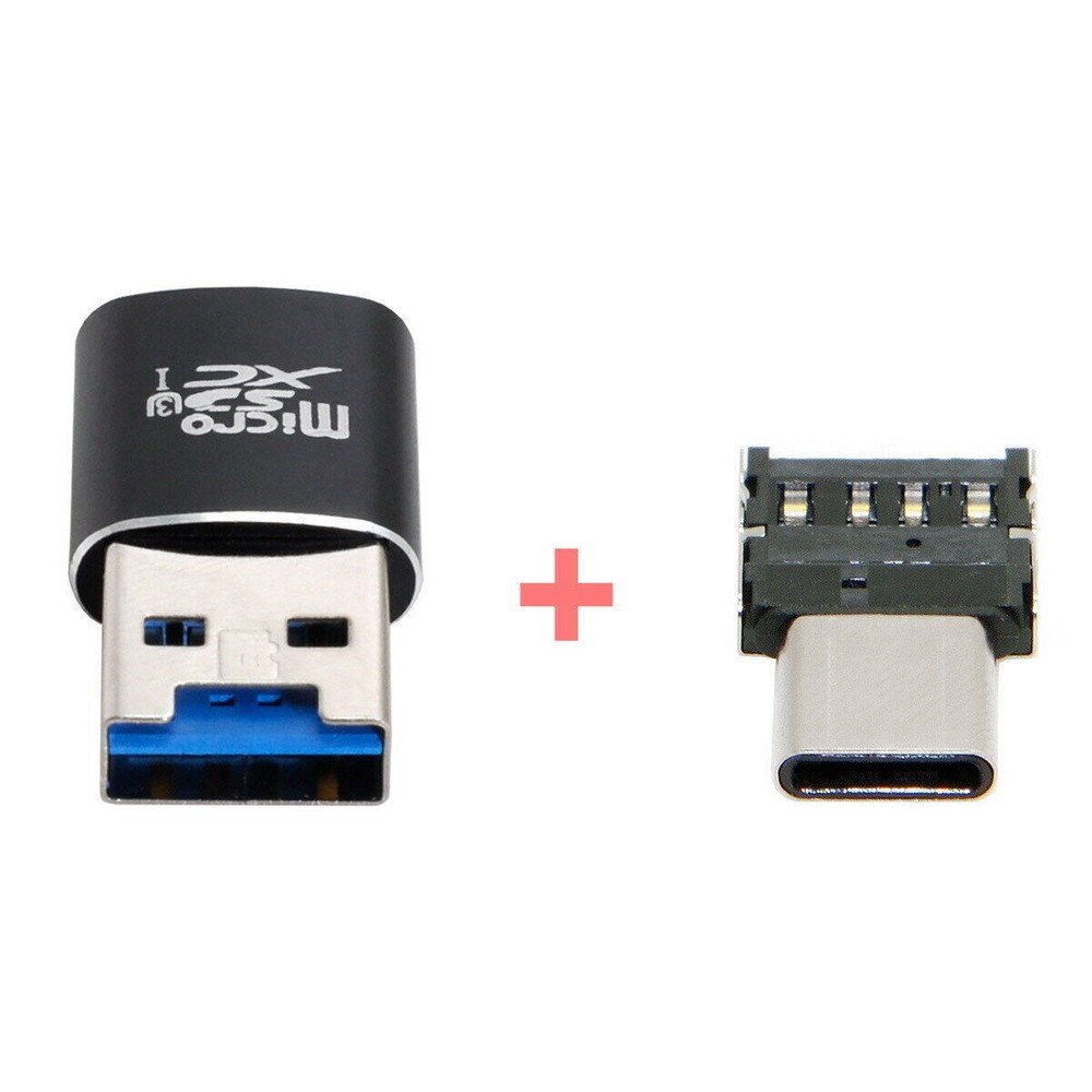 CY USB 3.0 to Micro SD SDXC TF Card Reader with Micro Type-C USB-C OTG Adapter