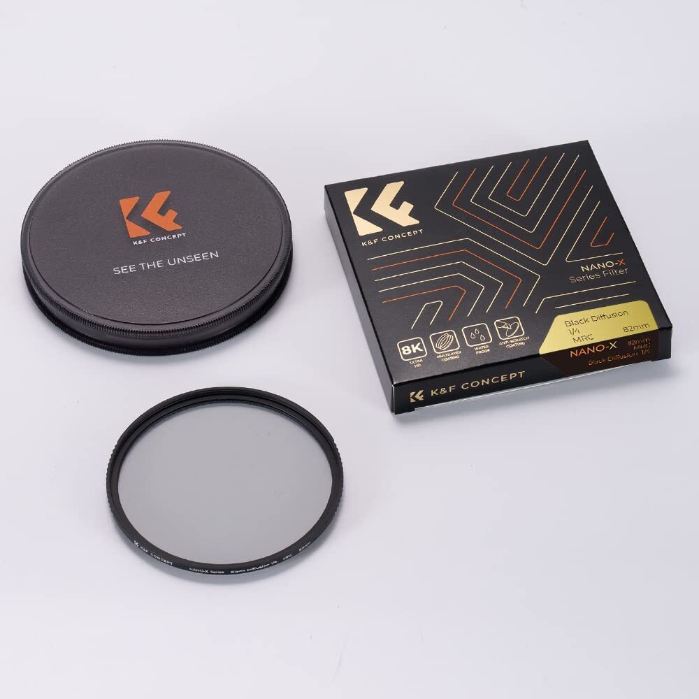 K&F Concept 82mm 1/4 Diffusion Filter Ring Black Mist Filter Double Multi Coated