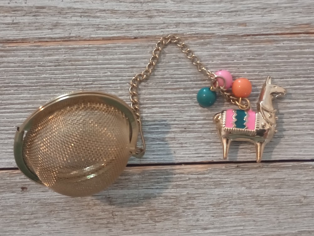 Herbal Tea Ball Infuser with Llama Charm 4" Chain