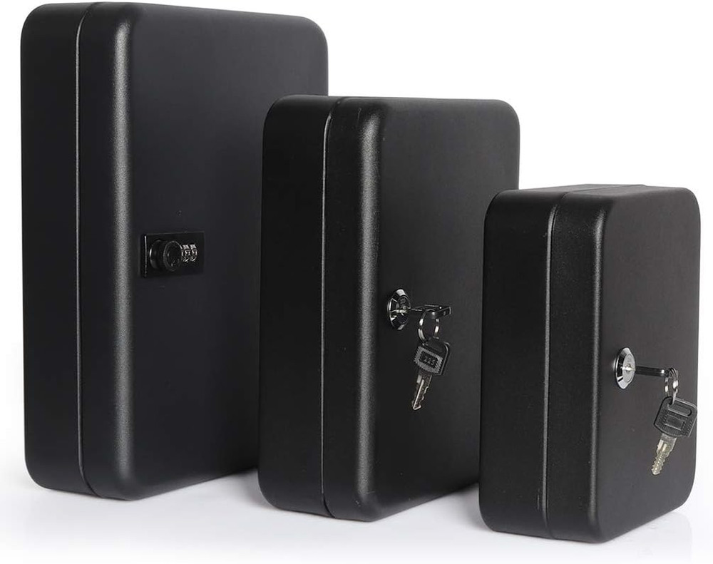 Wall Mount Key Storage Box with Code, Locking Key Cabinet Security, 48 Key Hooks